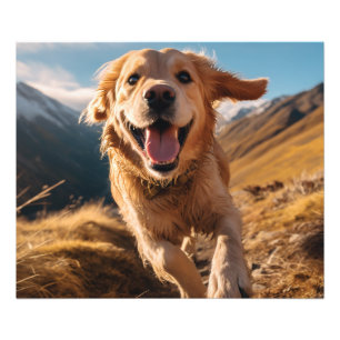 Happy Golden Retriever Running  Photo Print