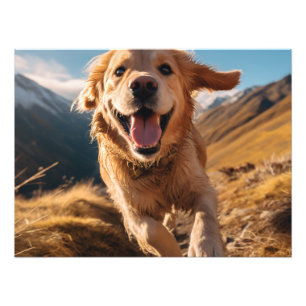 Happy Golden Retriever Running  Photo Print