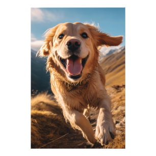 Happy Golden Retriever Running  Photo Print