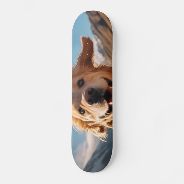 Happy Golden Retriever Running  Skateboard (Front)