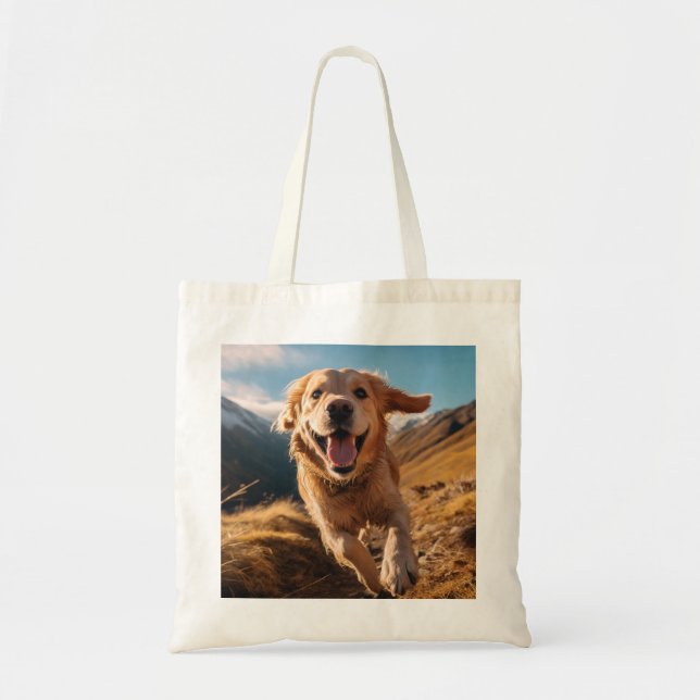 Happy Golden Retriever Running  Tote Bag (Front)