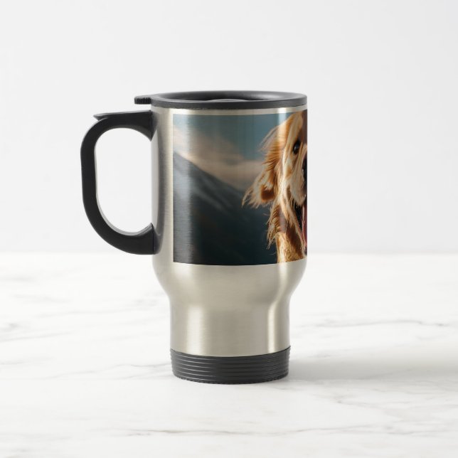 Happy Golden Retriever Running  Travel Mug (Left)