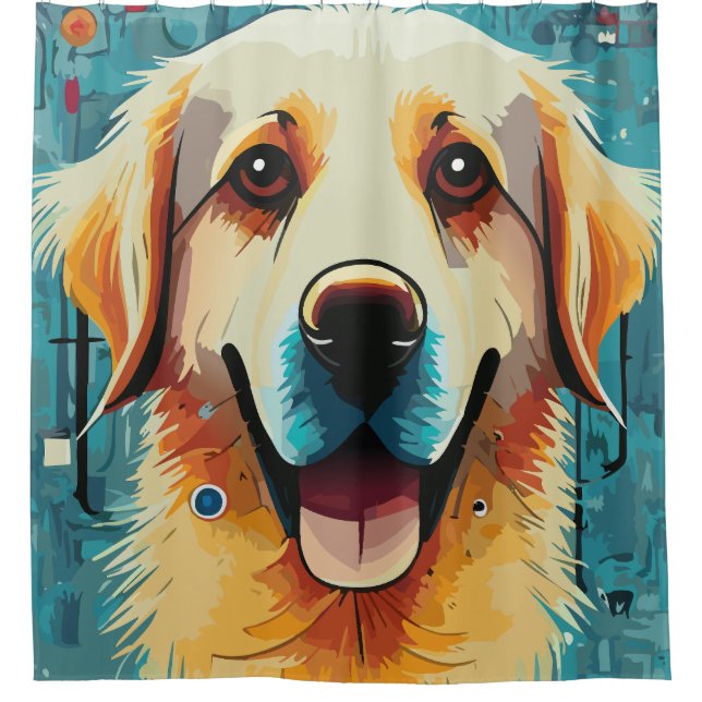 Happy Golden Retriever Shower Curtain (Front)