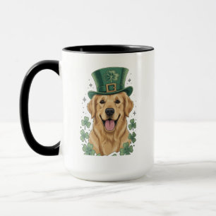 Happy Golden Retriever St. Patrick's Day Mug