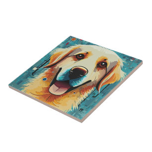 Happy Golden Retriever Tile