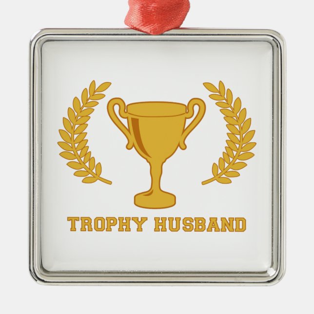 Happy Golden Trophy Husband Metal Tree Decoration (Front)