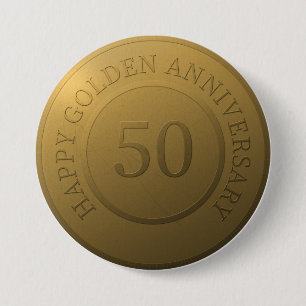 Happy golden wedding anniversary 7.5 cm round badge
