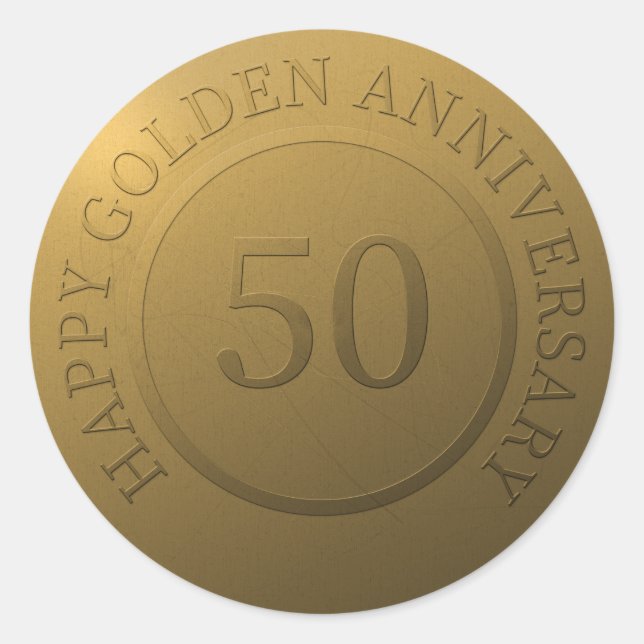 Happy golden wedding anniversary classic round sticker (Front)