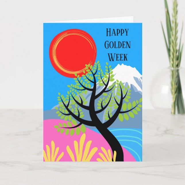 Happy Golden Week Japanese Mount Fuji Card (Front)
