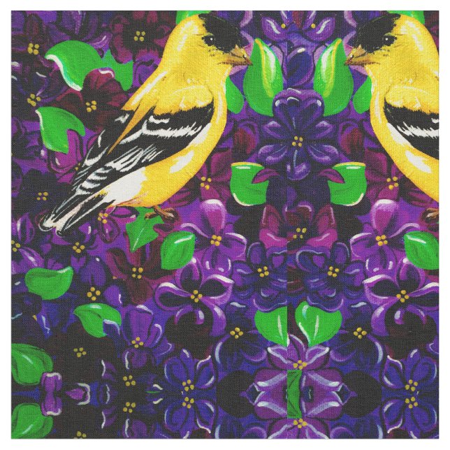 Happy Goldfinch 2 Fabric (Close Up)