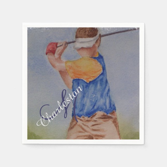 Happy Golfer Celebration Party Napkin (Front)