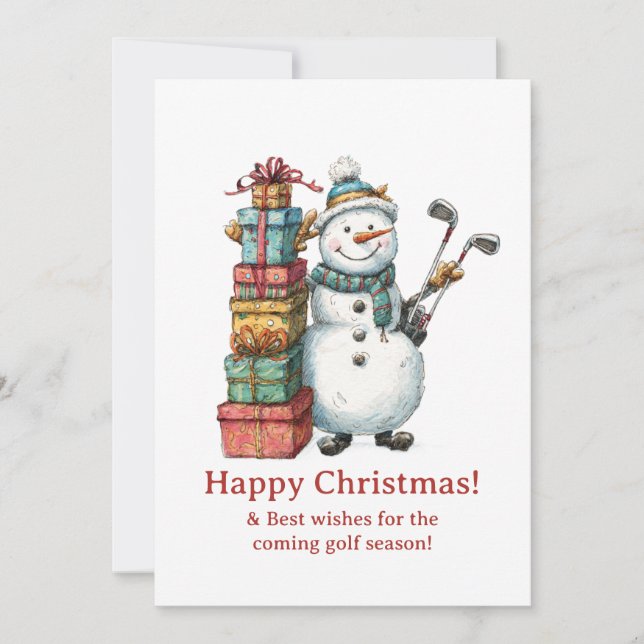 Happy Golfer Christmas Holiday Card (Front)