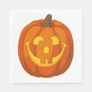 Happy Goofy Jack O Lantern Halloween Pumpkin Face Napkin