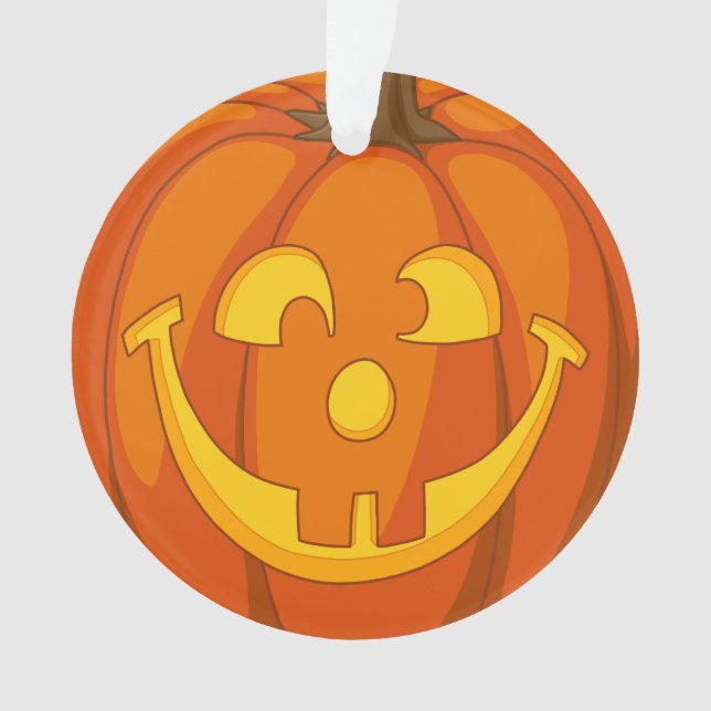 Happy Goofy Jack O Lantern Halloween Pumpkin Face Ornament (Front)