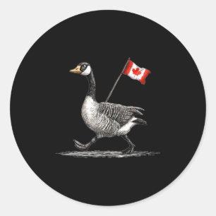 Happy Goose Costume With Canada Flag  Classic Round Sticker