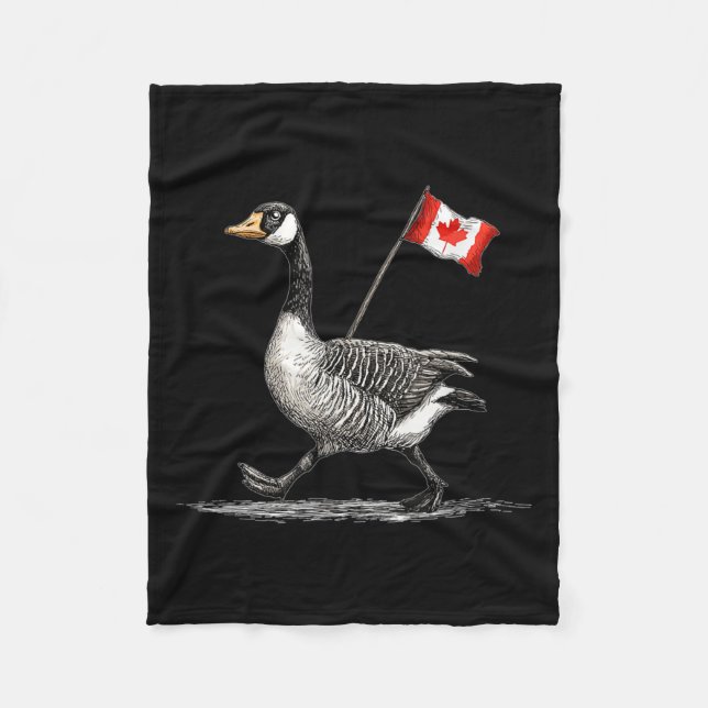 Happy Goose Costume With Canada Flag  Fleece Blanket (Front)