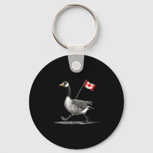 Happy Goose Costume With Canada Flag  Key Ring