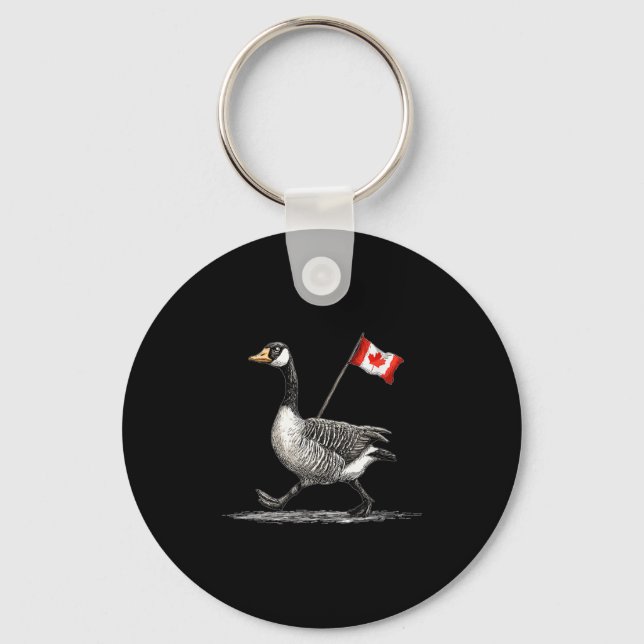 Happy Goose Costume With Canada Flag  Key Ring (Front)
