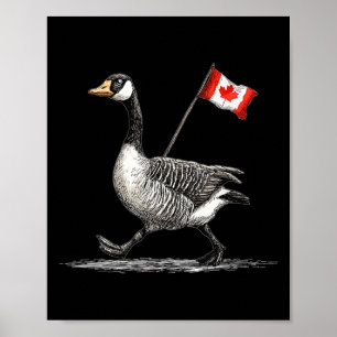 Happy Goose Costume With Canada Flag Poster