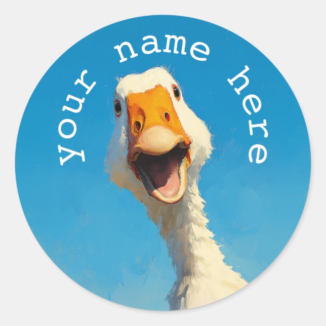 Happy Goose Under Blue Sky Classic Round Sticker (Front)