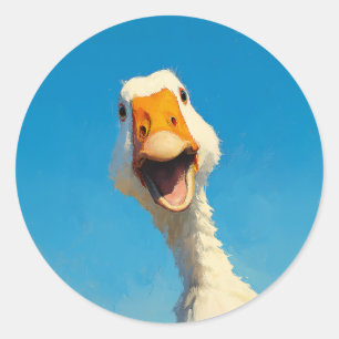 Happy Goose Under Blue Sky Classic Round Sticker
