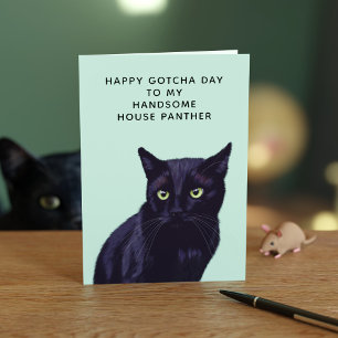 Happy Gotcha Day Black Cat Birthday Card