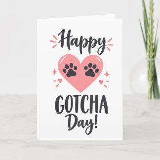 Happy Gotcha Day Cat Adoption – Pink Heart Card