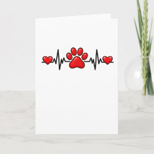 Happy Gotcha Day Paw Print Heartbeat Card