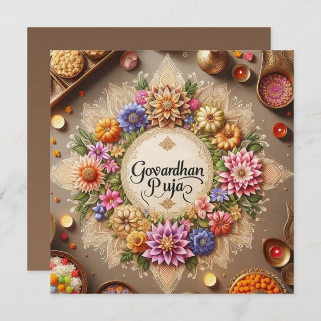 Happy Govardhan Puja Card (Front/Back)