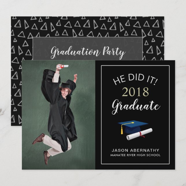 Happy Grad Trendy Photo Party Announcement (Front/Back)