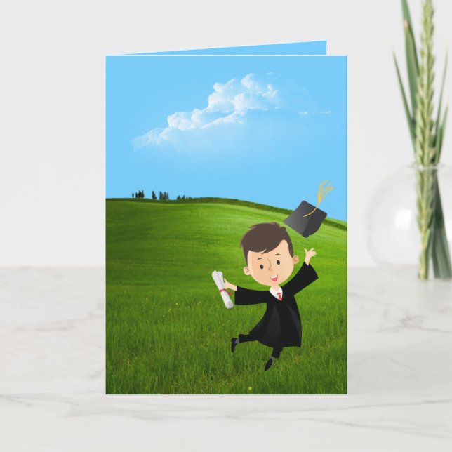 Happy Graduate in Field Holiday Card (Front)