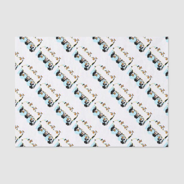 Happy Graduating Dancing Penguins w/Banner Tissue Paper (Front)