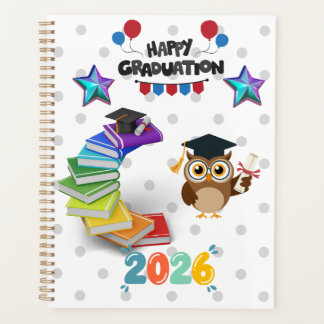 Happy Graduation 2026 - Cute Owl & Books Planner
