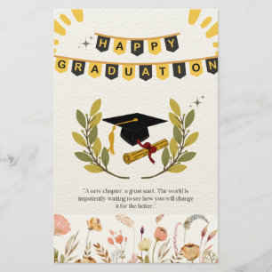 Happy Graduation Card with Floral and Tassel Illus