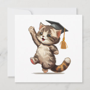 happy graduation little cat   invitation