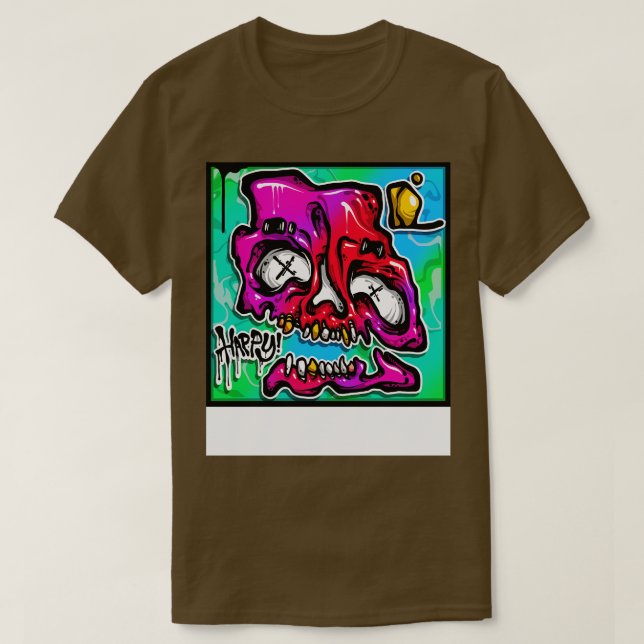 Happy Graffiti Skull T-Shirt (Design Front)