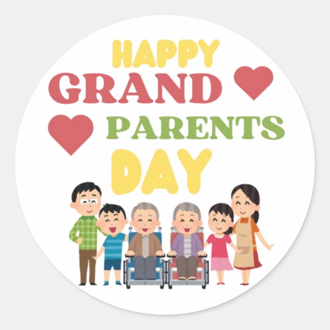 happy grand parent day Tasses Duo Classic Round Sticker (Front)