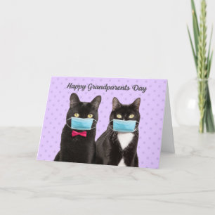 Happy Grandparents Day Cats in Coronavirus Masks Card