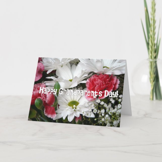 Happy Grandparent's Day! Daisy+Carnation Flowers Card (Front)