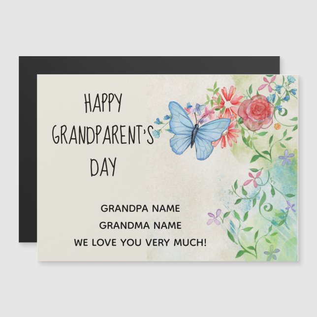 Happy Grandparent's Day, Floral Magnetic Greeting  (Front/Back)