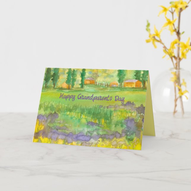 Happy Grandparents Day Ranch Fall Flowers Trees Card (Yellow Flower)
