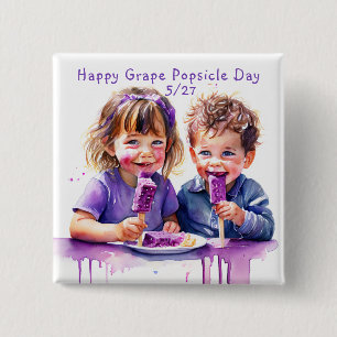 Happy Grape Popsicle Day  May 27th Food Holiday 15 Cm Square Badge