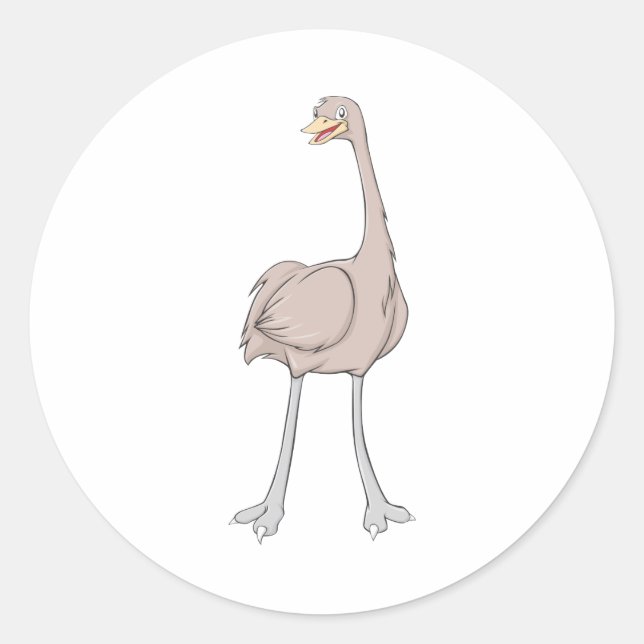 Happy Greater Rhea Bird Classic Round Sticker (Front)