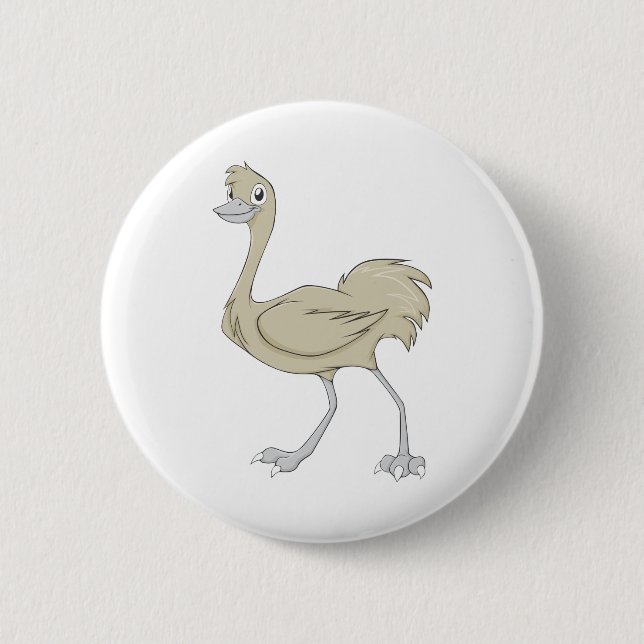 Happy Greater Rhea Cartoon 6 Cm Round Badge (Front)