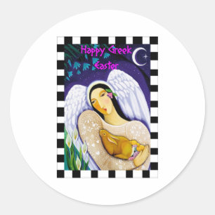 Happy Greek Easter Classic Round Sticker