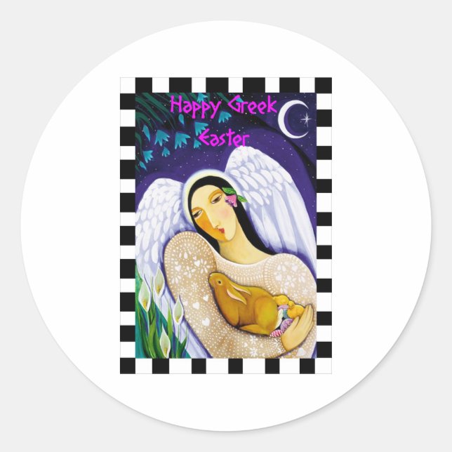Happy Greek Easter Classic Round Sticker (Front)