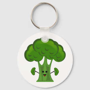 Happy Green Broccoli Key Ring