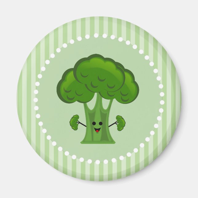 Happy Green Broccoli Magnet (Front)