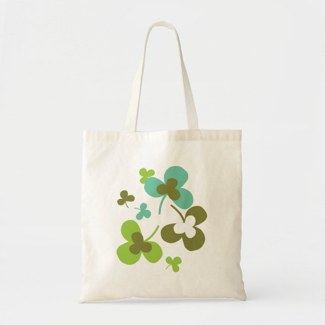 Happy Green Clover Leaves Art I Tote Bag (Front)