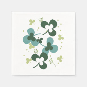 Happy Green Clover Leaves Art II Napkin